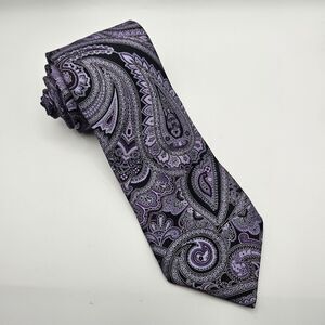 Joseph A. Bank Signature Collection Purple Paisley All Silk Italy 59 5/x3 3/8"